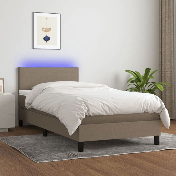 Maison Exclusive - Sommier à lattes de lit avec matelas LED Taupe 90x200 cm Tissu