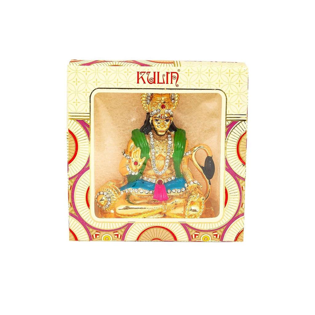 Lord Hanuman Ji Sitting Idol Statue | Spiritual Showpiece Figurine Sculpture House Warming Gift, Home Décor, Office, Car Dashboard (Metal)