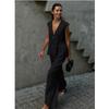 Women's V-Neck Solid Colour Sleeveless Top Vest Trousers Set
