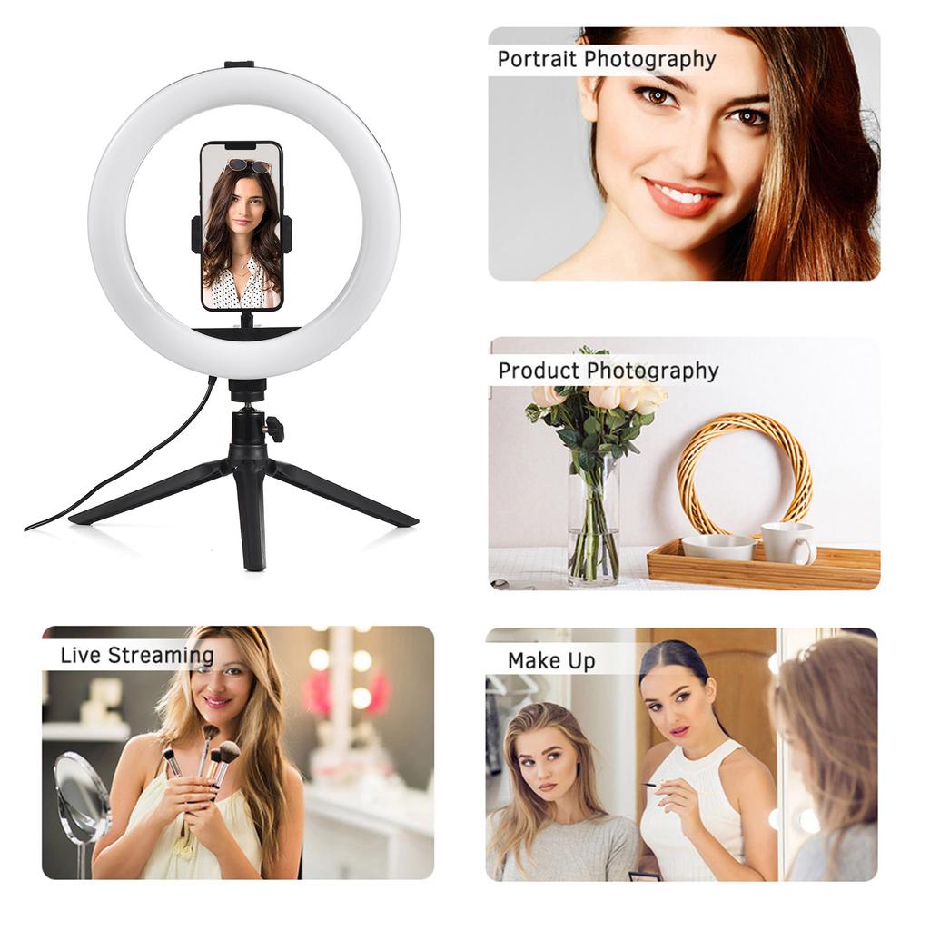 10 Inch LED Ring Light Video Conference Lighting 3 Lighting Modes 11 Levels Adjustable Brightness USB Powered with
