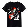 Vintage Punk Rock Skjelett Gitar T-skjorte, Retro Musikk Grafisk T-skjorte for Menn Kvinner