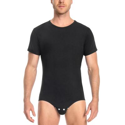 LittleForBig Adult Romper, Solid Color, Boys' Cotton Pajamas, Men's Bodysuit, Black, Size L
