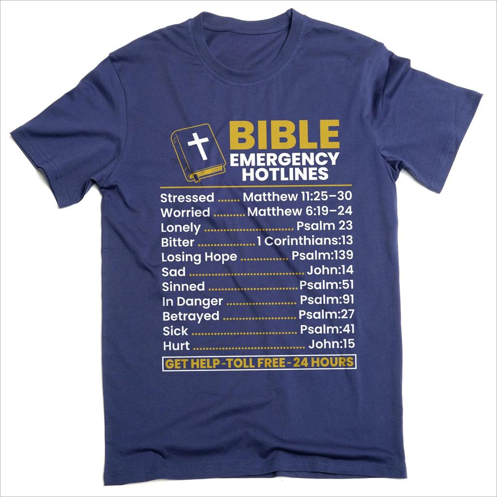 T-shirt Lignes d'urgence bibliques Cadeaux chrétiens T-shirt religieux Jésus Foi Croix T-shirts Christ Cadeau pour lui elle Unisexe