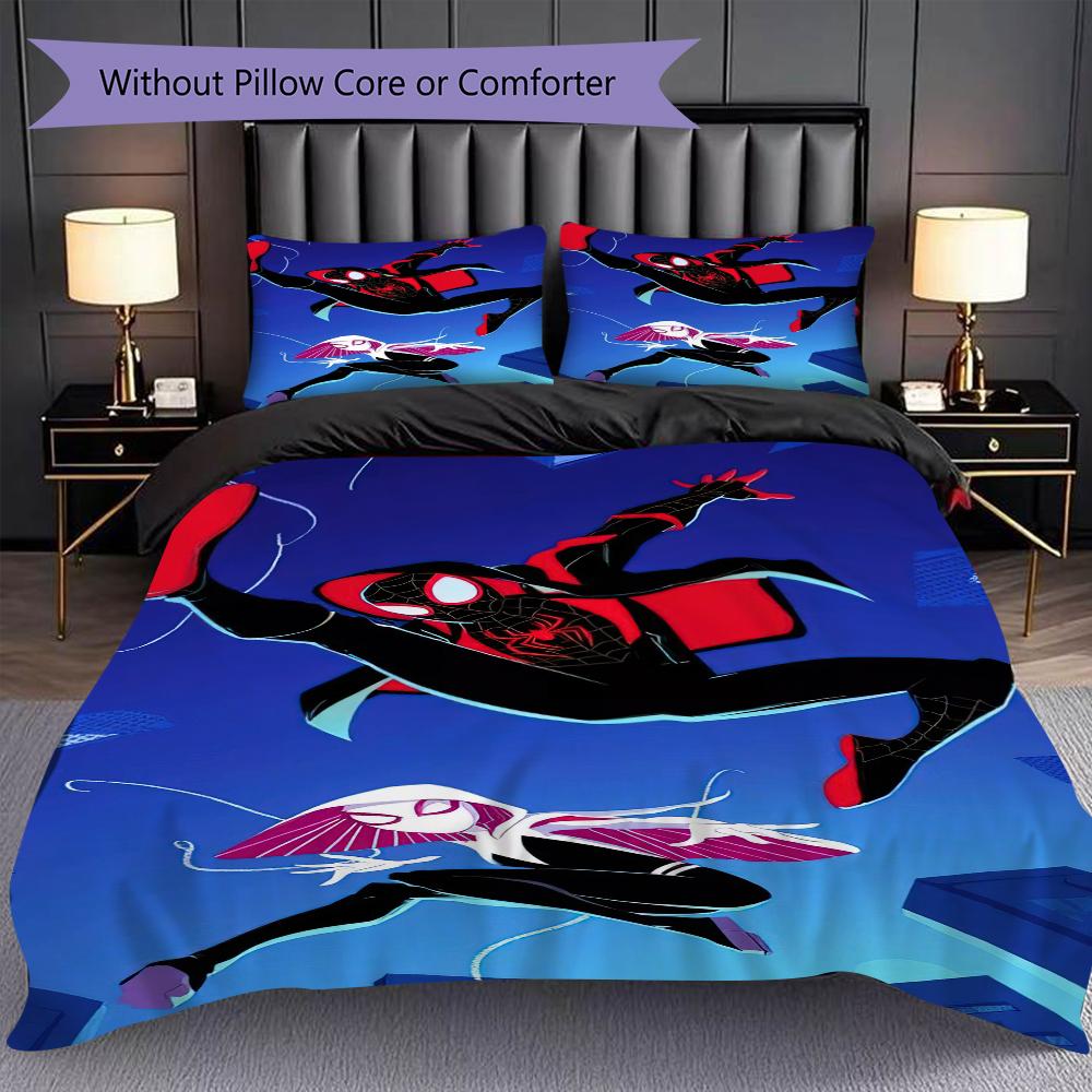 1PC Spider-Man pattern Bedding Quilt Set Quilt Cover Pillowcase Home Decoration Birthday Gift (1 * duvet cover + 2 * pillowcase, without core)