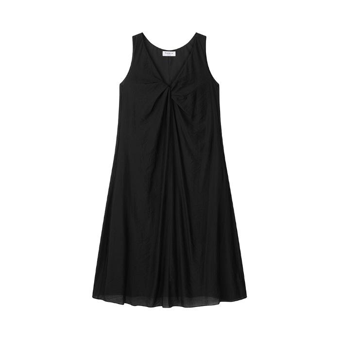 [Original Fabric] Temperament V-neck Kink Pullover Vest Skirt Women's Summer New Loose French Holiday Style Jumpsuit