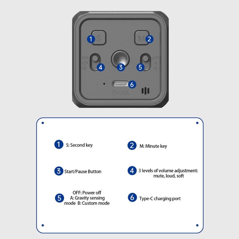 Schwerkraftsensoren Produktivitäts-Timer Digitaler Countdown-Timer mit LED-Anzeige Zeitmanagement-Gadget Küchenwerkzeug