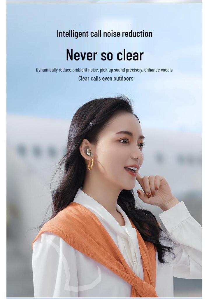 Invisible H8 Half-in-Ear Noise Cancelling Wireless Earphones - High Sound Quality, Low Latency Bluetooth