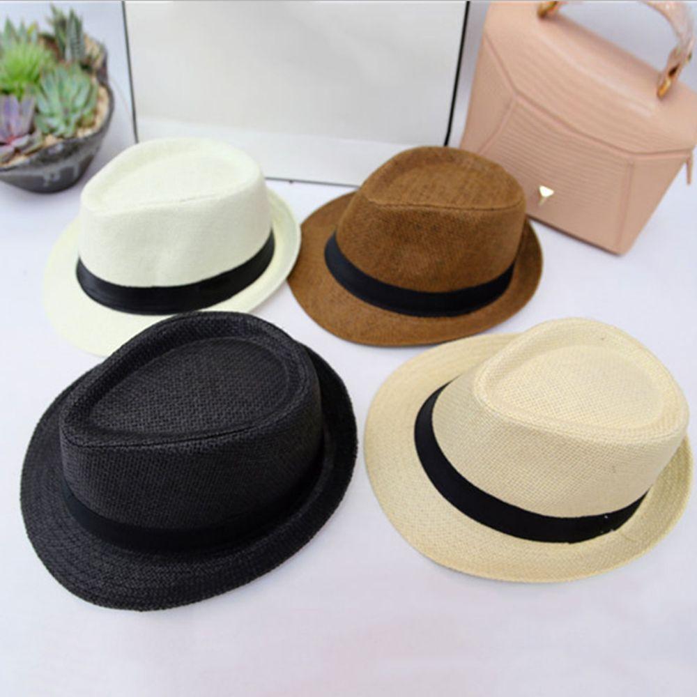 Breathable Wide Brim Beach Hats Ribbon Decoration Summer Weave Shade Sun Caps Straw Hat Fedoras