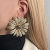 Exaggerated Exquisite Heavy Industry Alloy Full of Diamonds Temperament Big Flower Stud Earrings Medieval Fashion Party Women's Models