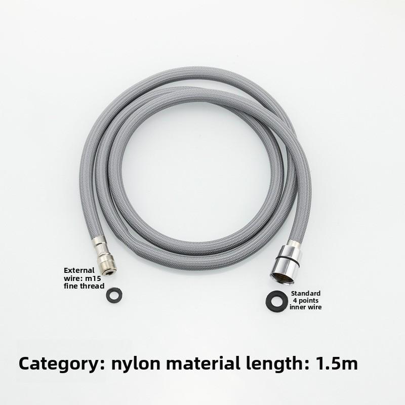 50cm/60cm/85cm F1/2 M15*1 Nylon Braided Flexible Water Hose For Kitchen Pull Out Faucet Hose Spinning Tube Black Gray Plumbing