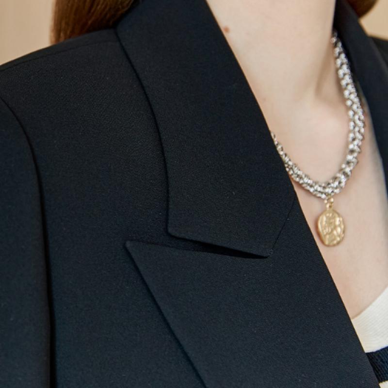 Maxza Peaked Lapel Handkerchief Double Breasted Jacket Cd05qj300on