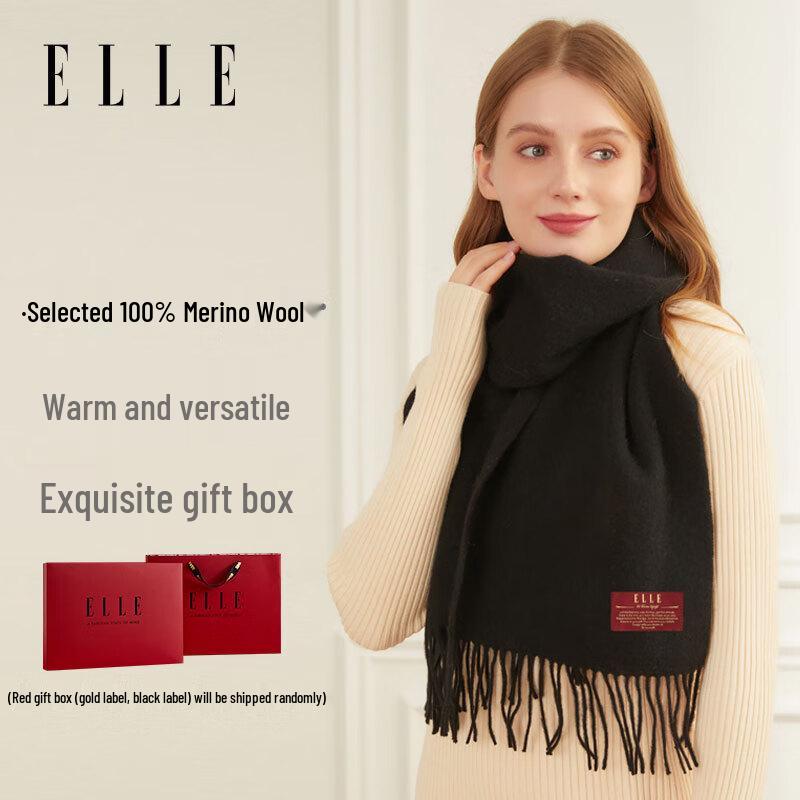 ELLE Unisex Pure Wool Scarf and Shawl Gift Set
