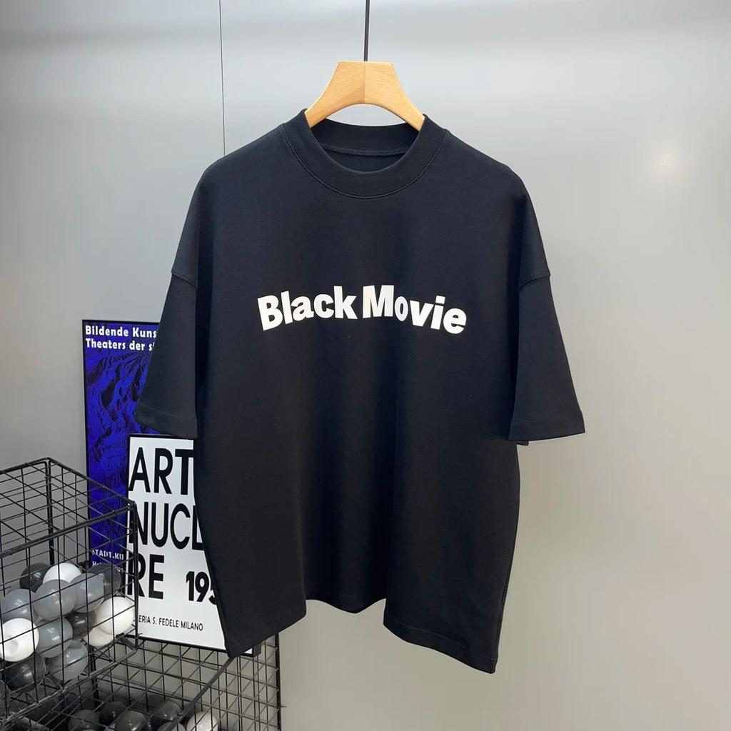 Summer New Minimalist Cotton Letter Print Short Sleeve T-Shirt Unisex's Fashion Label Oversize Wide Edition Couple Top