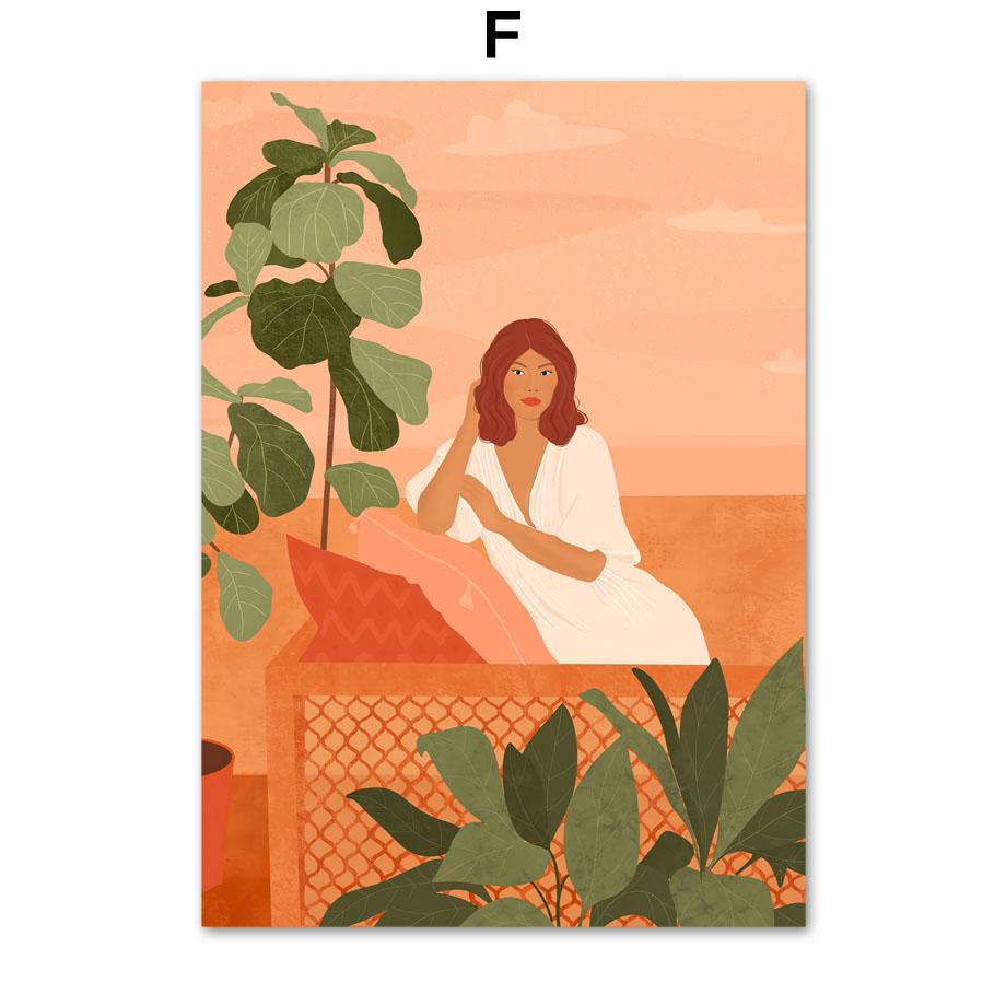 Woman Sunbathing Summer Peaceful Yoga Flower Nordic Posters And Prints Wall Art Canvas Painting Decor Pictures For Living Room