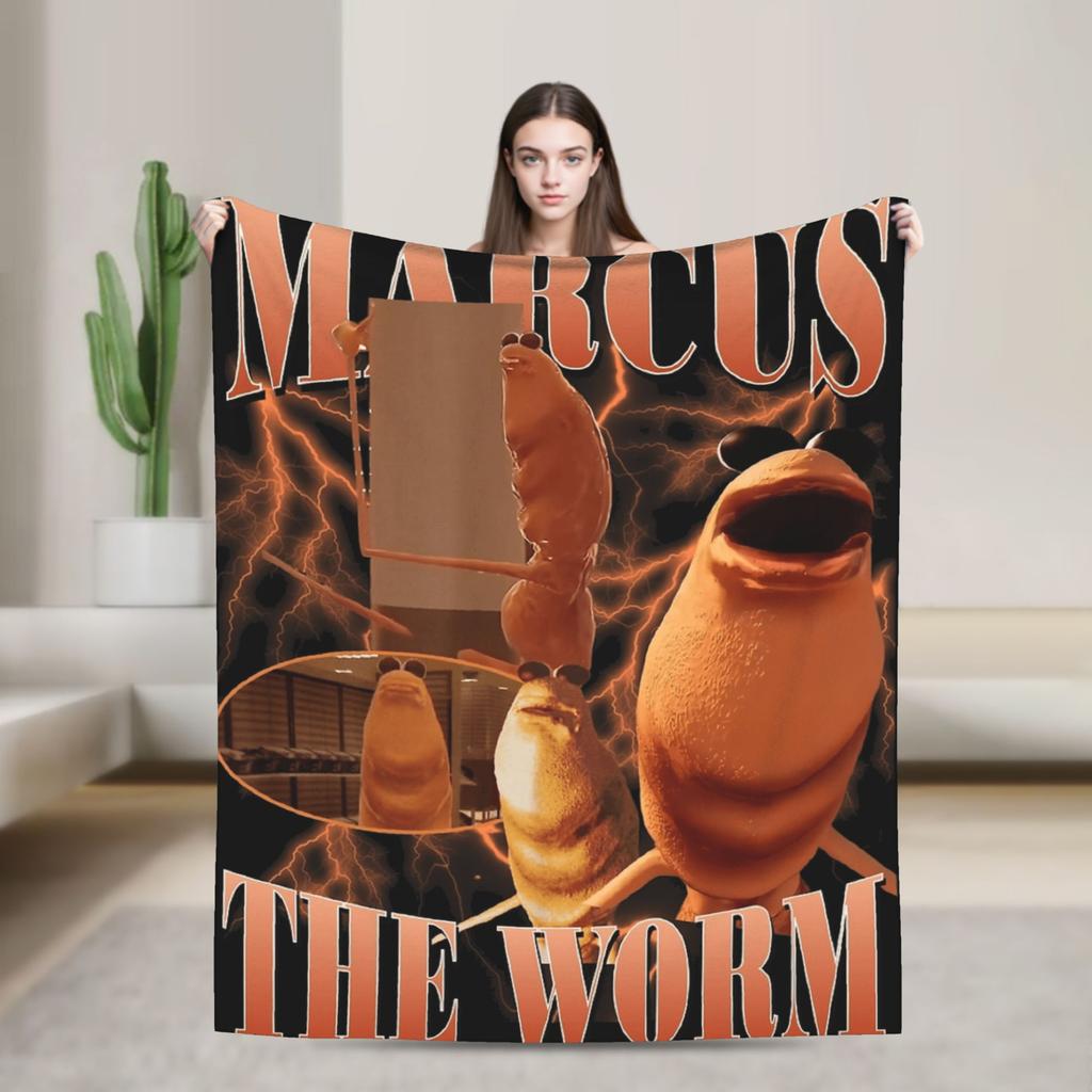Marcus the Worm Funny Meme Plush Blanket Girls Boys Flannel Throw Blanket For Living Room Warm Soft Quality Bedspread