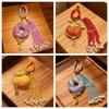 Handmade Brocade Ping'an Kou Bag Pendant with Crystal Tassel Keychain - Hanfu Car Ornament