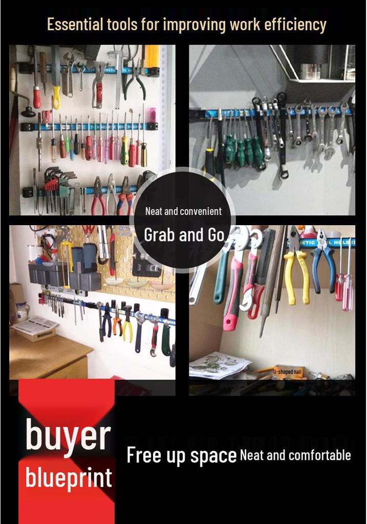 24" Magnetic Tool Rack and Holder Strip for Storage and Organization
