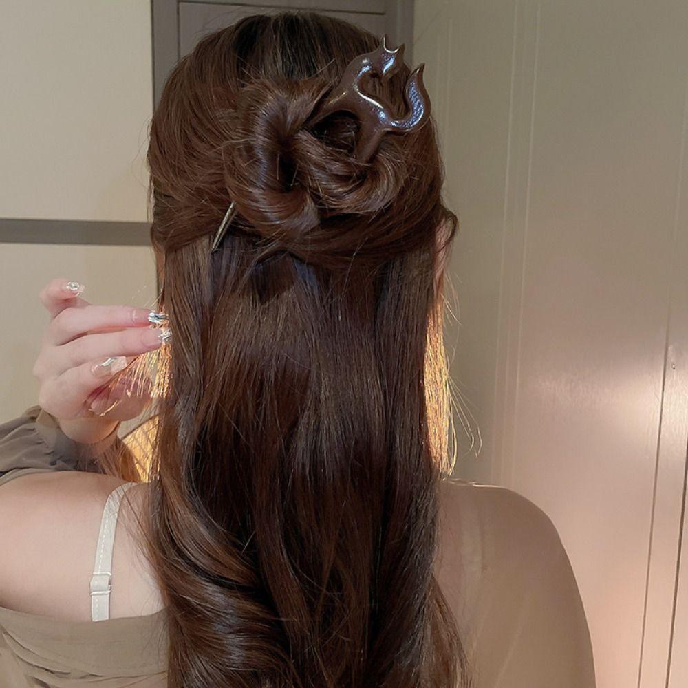 Cat Wooden Hair Stick Wood Hair Chopstick Antique Chinese Style Hairpin  Girls