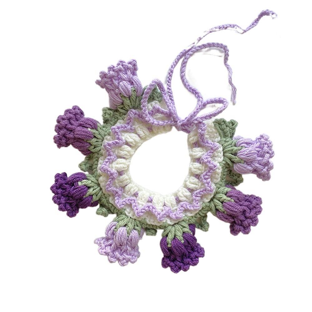 

Handmade Dog Saliva Scarf Knitted Kitten Necktie Cute Pet Necklace Pet S фиолетовый