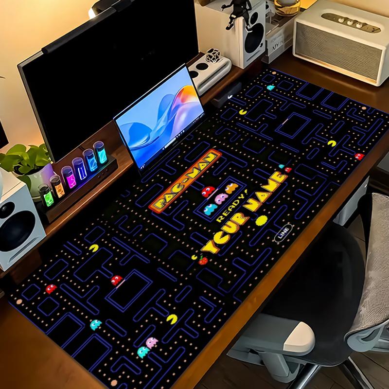 Retro Pacman Custom Name Large Size Mouse Pad Gaming Table Cushion Nonslip Laptop Tablet Big XXL Mat Mini PC Playmat With Lock edge