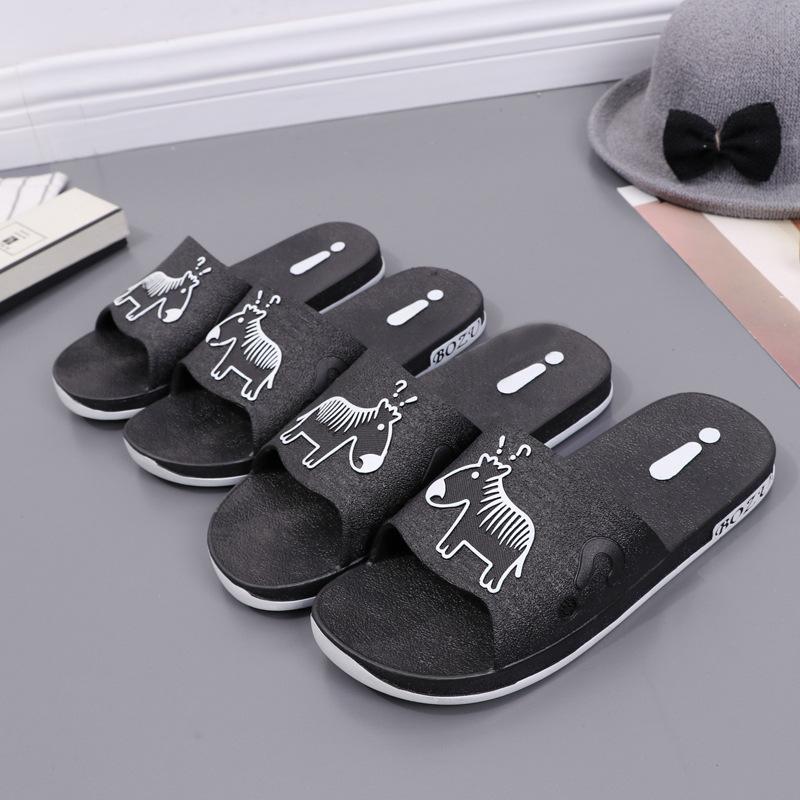 Summer PVC bathroom slippers home cartoon couple sandals indoor cute bath non-slip sandals women's stall