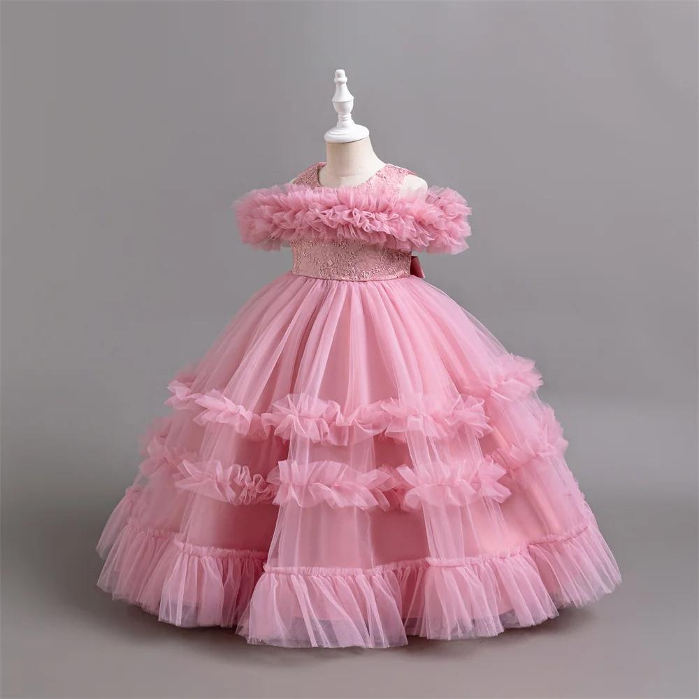 Kız Çiçek Prenses Payetli Bebek Düğün Noel Partisi Elbisesi Doğum Günü Partisi Düğün Çiçek Kızı Tatlı ve Şirin Elbise