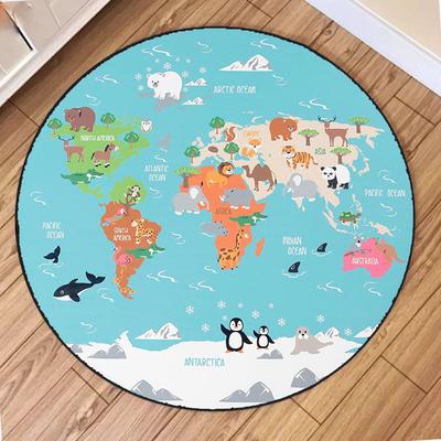 Kids World Map Carpet Mat Rug - Educational Design Home Decoration Non-Slip Soft Play Floor Mat Bedroom Decoration Hogar Rugs