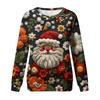 Women's Casual Long Sleeve Christmas Print Neck Top