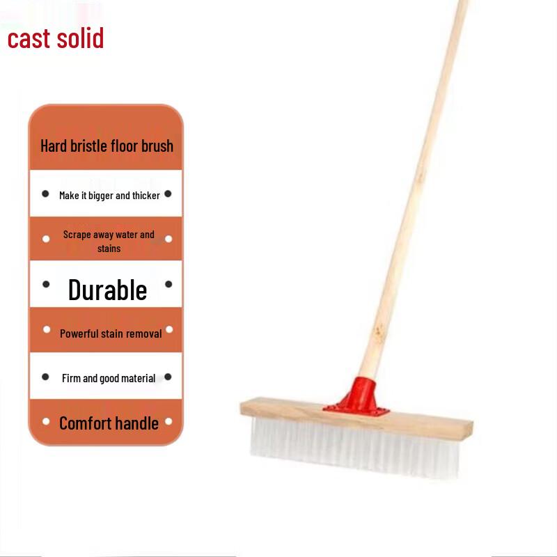 Zhugu Hard Bristle Wooden Long Handle Floor Cleaning Brush & Scraper