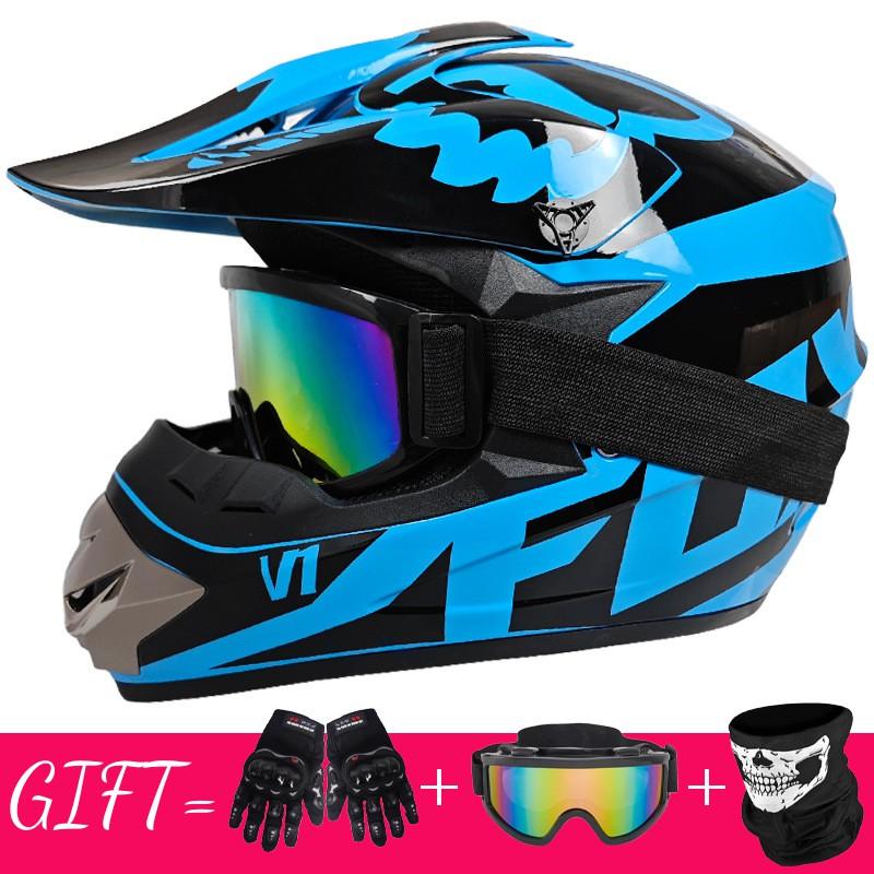 Full Face Mountain Bike Helmet With Goggles Gloves Mask Downhill MTB Trail Riding