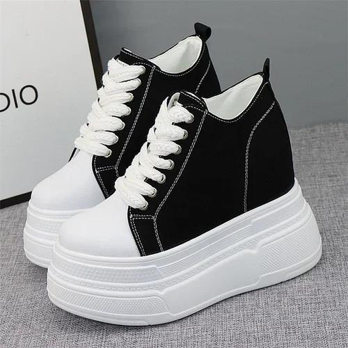 Fashion Luxury Super High Canvas Shoes for Women- 12CM Increased Heels Korean Version Sneakers  designer sneakers for women