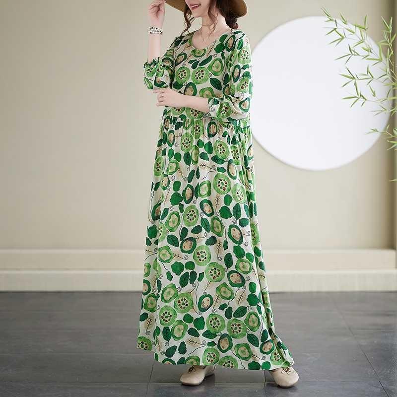 Round Neck Vintage Long Flesh Covering Dresses