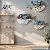 Puffer Fish Wall Sculptures 3Pcs Wooden Pufferfish/Fish/Seagull/Swallow Decor, Nautical Art, Rustic Coastal Decoration, Ocean Theme Hanging