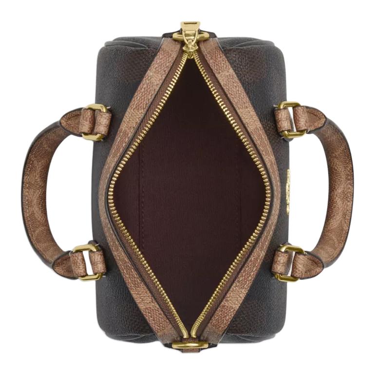 Coach Rowan 18 Top-Reißverschluss Leder Schultertasche Crossbody Handtasche Klein Damen Handtaschen Braun CAB16-IMXI8