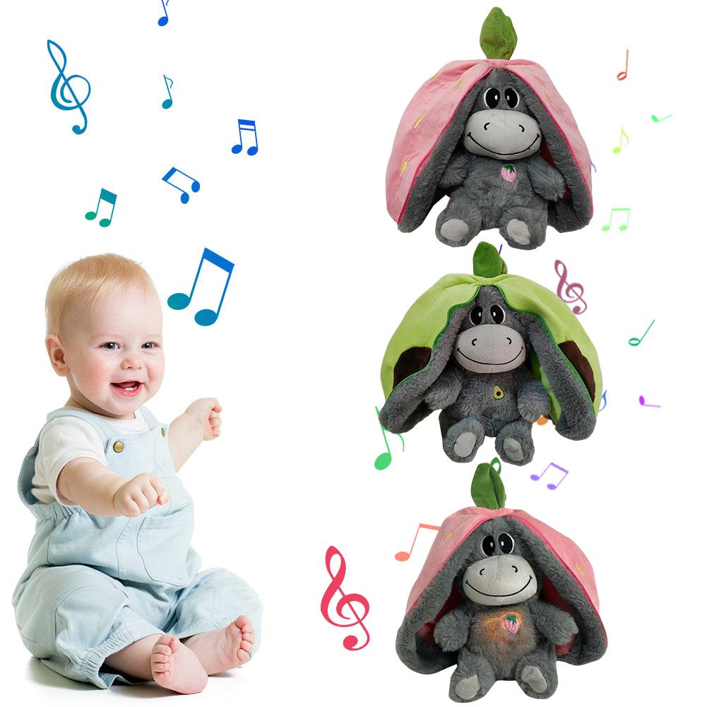Breathing Donkey Plush Toy Wear Resist Sleep Companion Strawberry Donkey Breathing Stuffed Animal for Kids Birthday Gift