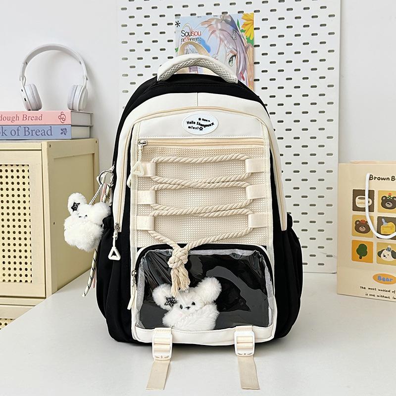 Schoolbag new high-value Mori ins fresh and sweet contrasting color splicing backpack junior high school students lightweight travel backpack