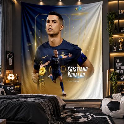 Gobelin wiszący na ścianę z nadrukiem Cristiano Ronaldo Tkanina do salonu Sypialni Dekoracja domu