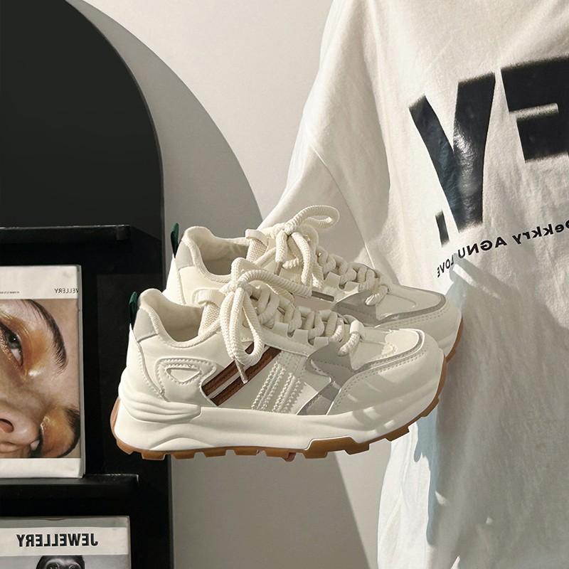 Fashion New Little White Shoes Women's 2025 Spring and Autumn Women's Shoes Platform Versatile Height Increase Wear-resistant Breathable Casual Moral