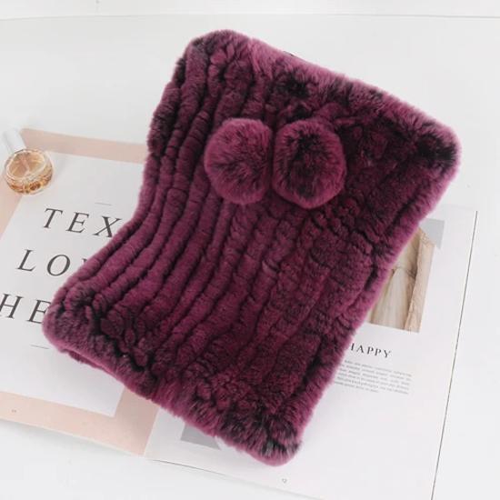 New lady real rex rabbit fur hat Natural warm rex rabbit fur hat scarf Women hand knitted soft real rabbit fur caps scarves