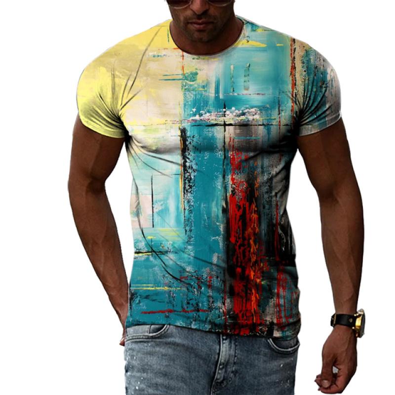 Summer Tide Fashion Doodle Picture Men T-Shirts  Casual 3D Print Tees Hip Hop Personality Round Neck Short Sleeve Tops