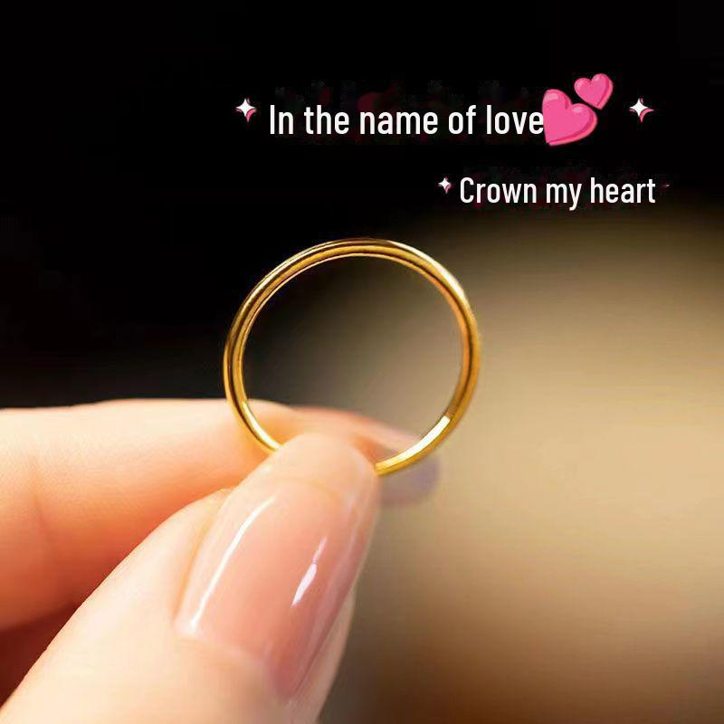 Ancient Gold Titanium Steel Smooth Ring: Luxury Cold Style, Non-Fading, Celebrity-Favorite.