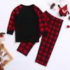 European & American Christmas Homewear Set with Plaid Pants - 2-Piece Outfit