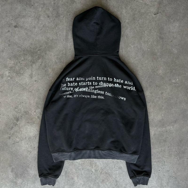 European and American Y2K Street Retro Trendy Printed Pattern Long Sleeve Hoodie