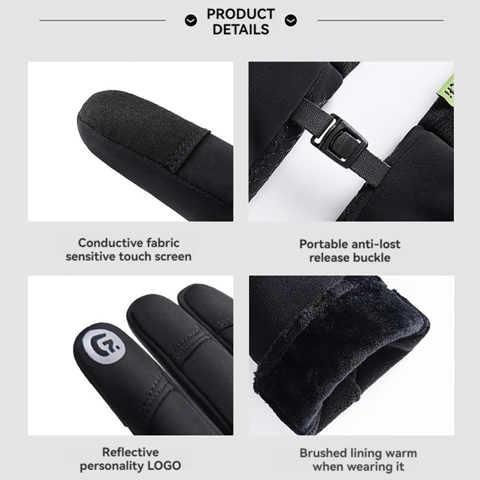 Winter Gloves Flip Fingers Touch Screen Silicone Anti-Slip Outdoor Fleece Cycling Gloves Keep Warm