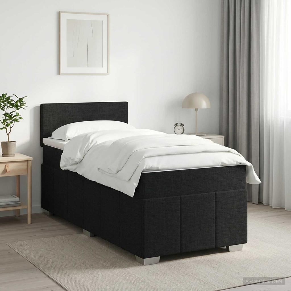Box Spring Bed with Mattress Black 80 x 200 cm Fabric