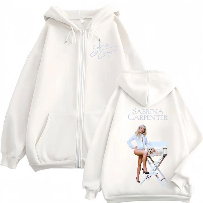 Singer Sabrina Carpenter Merch Zipper Hoodies Fashion Aesthetic Zip Up Pullovers Men's Women's Casual Long Sleeve Sweatshirts