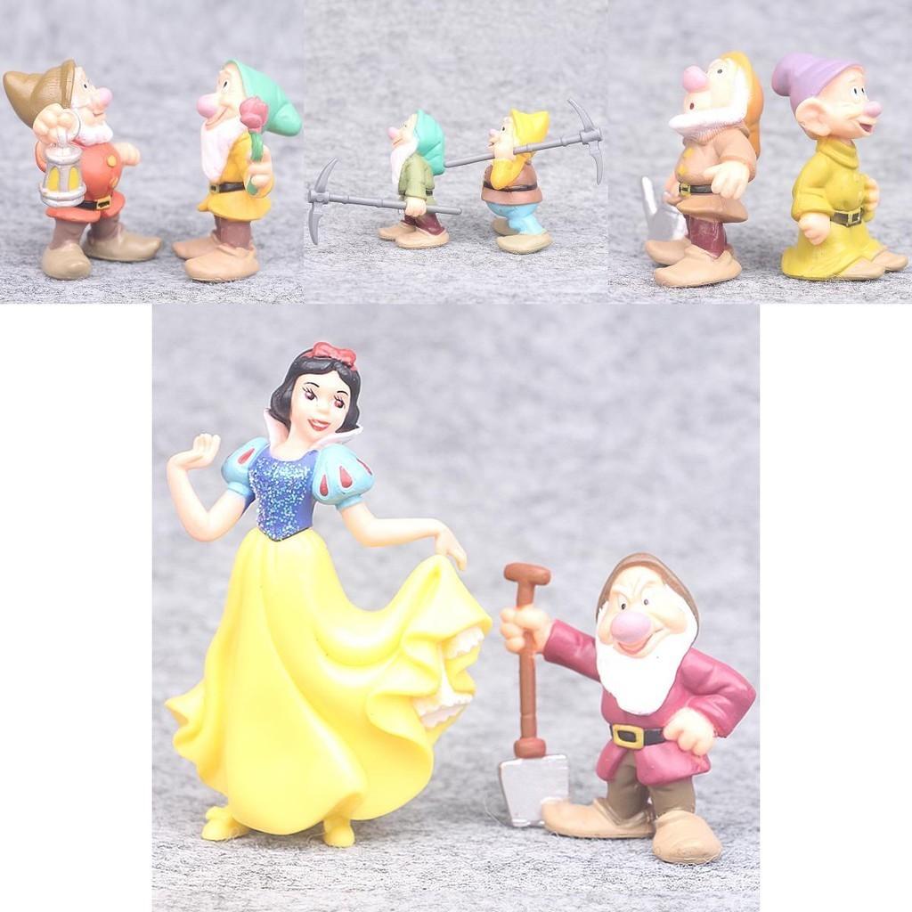 Delightful Set Of 8 Princess Snow White And Seven Dwarfs Action Figures For Kids
