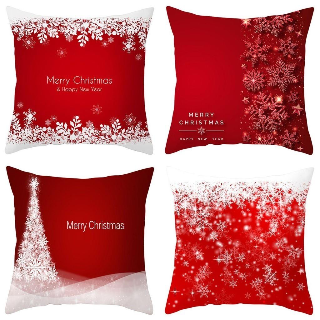 Christmas Pillow Red Case Throw Cushion Cover Pillowcase Xmas Sofa Home Decor
