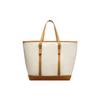 Bally Logo Embroidered Stripe Open Fabric Tote Bag Men Tote Bags Beige 6304841