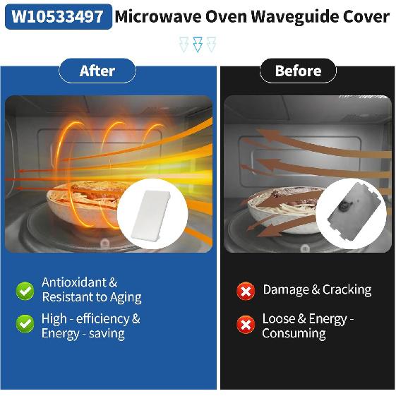 W10533497 3021428 Microwave Inlet Cover Replacement Compatible with Whirlpool Maytag WMH73521CW YMMV4205FW, WPW10533497 Microwave Oven Wave Guide